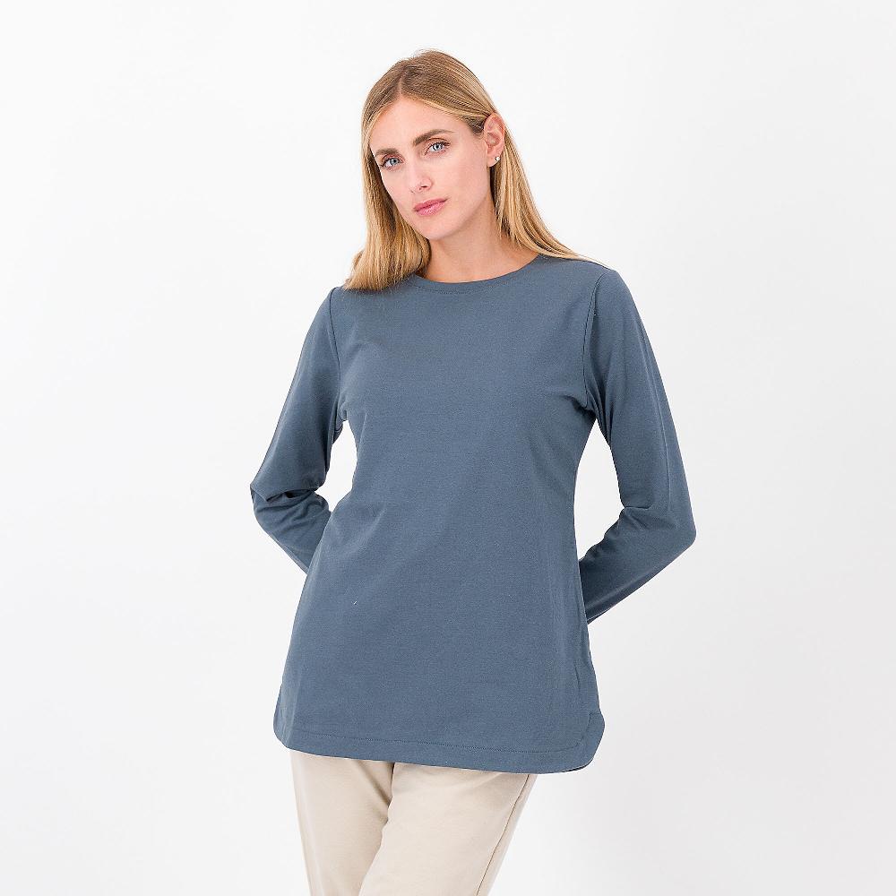 QVC Denim & Co T-shirt manica lunga in jersey di cotone stretch