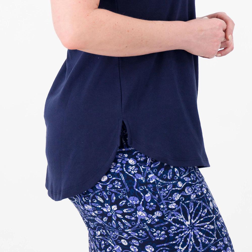 QVC Denim & Co T-shirt Scollo A V Cotone Interlock Fondo Stondato E Asimmetrico