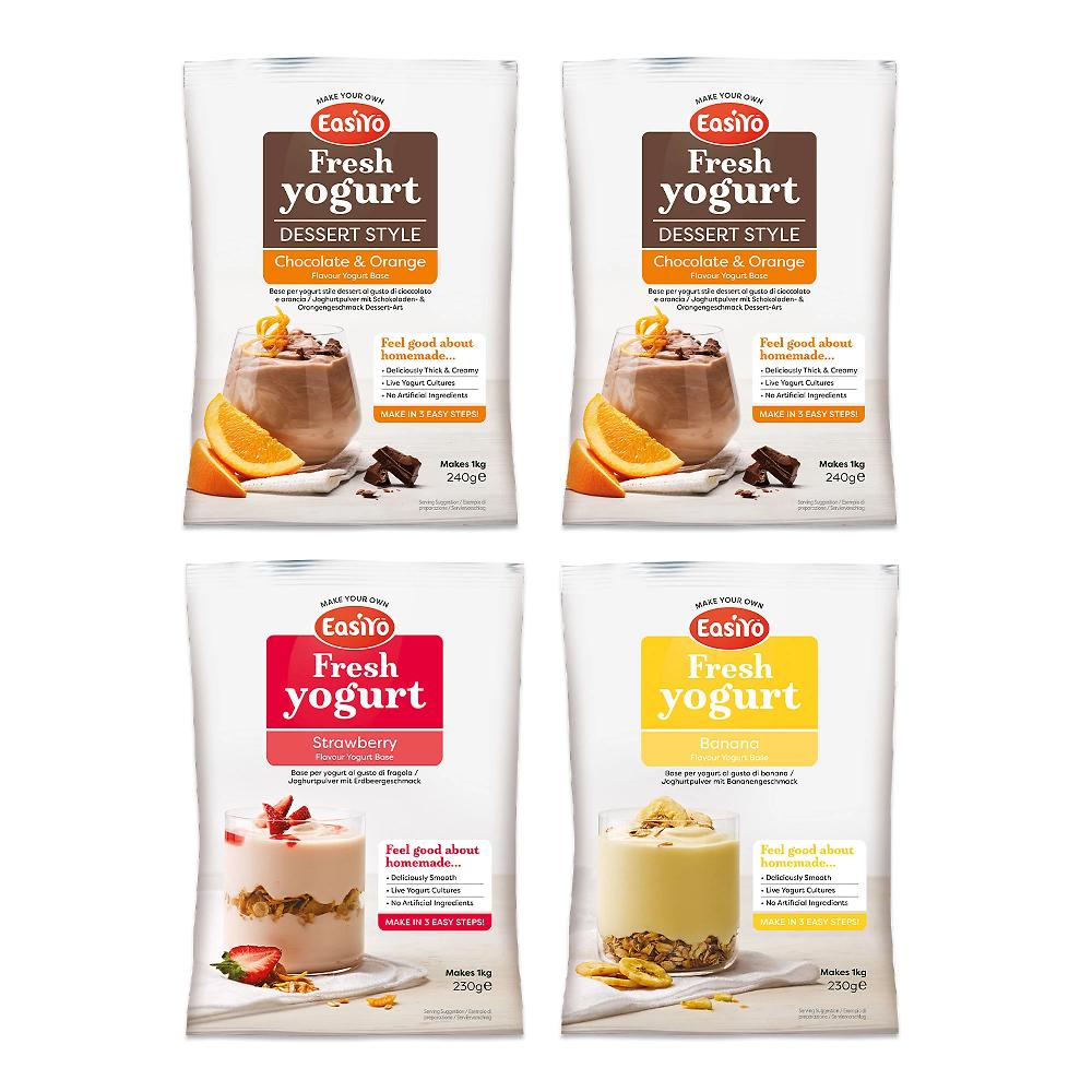 QVC Easiyo 4 kg di yogurt: Banana Fragola Cioccolato&Arancia