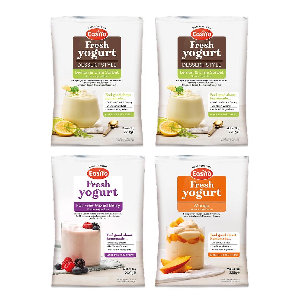 QVC Easiyo 4 kg di yogurt con Sorbetto Limone&Lime Magro frutti di bosco e Mango