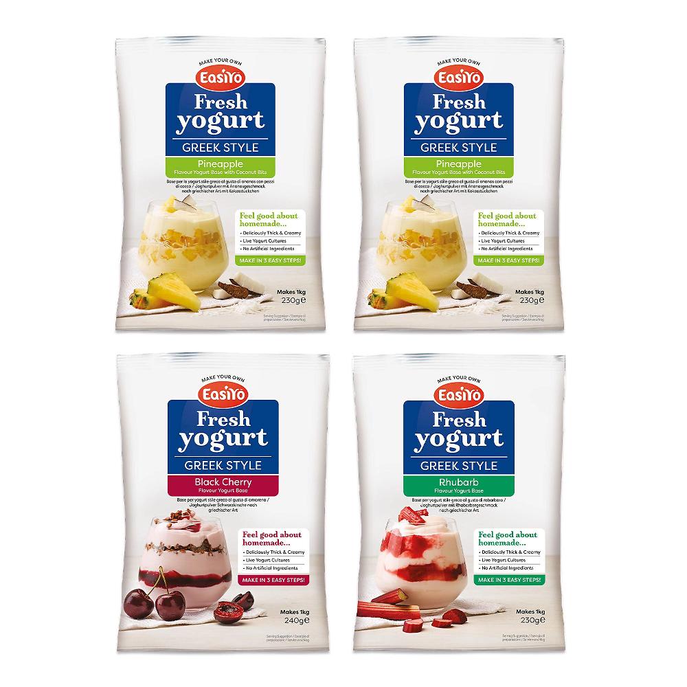 QVC Easiyo 4 kg di yogurt stile greco: ananas&cocco amarena rabarbaro
