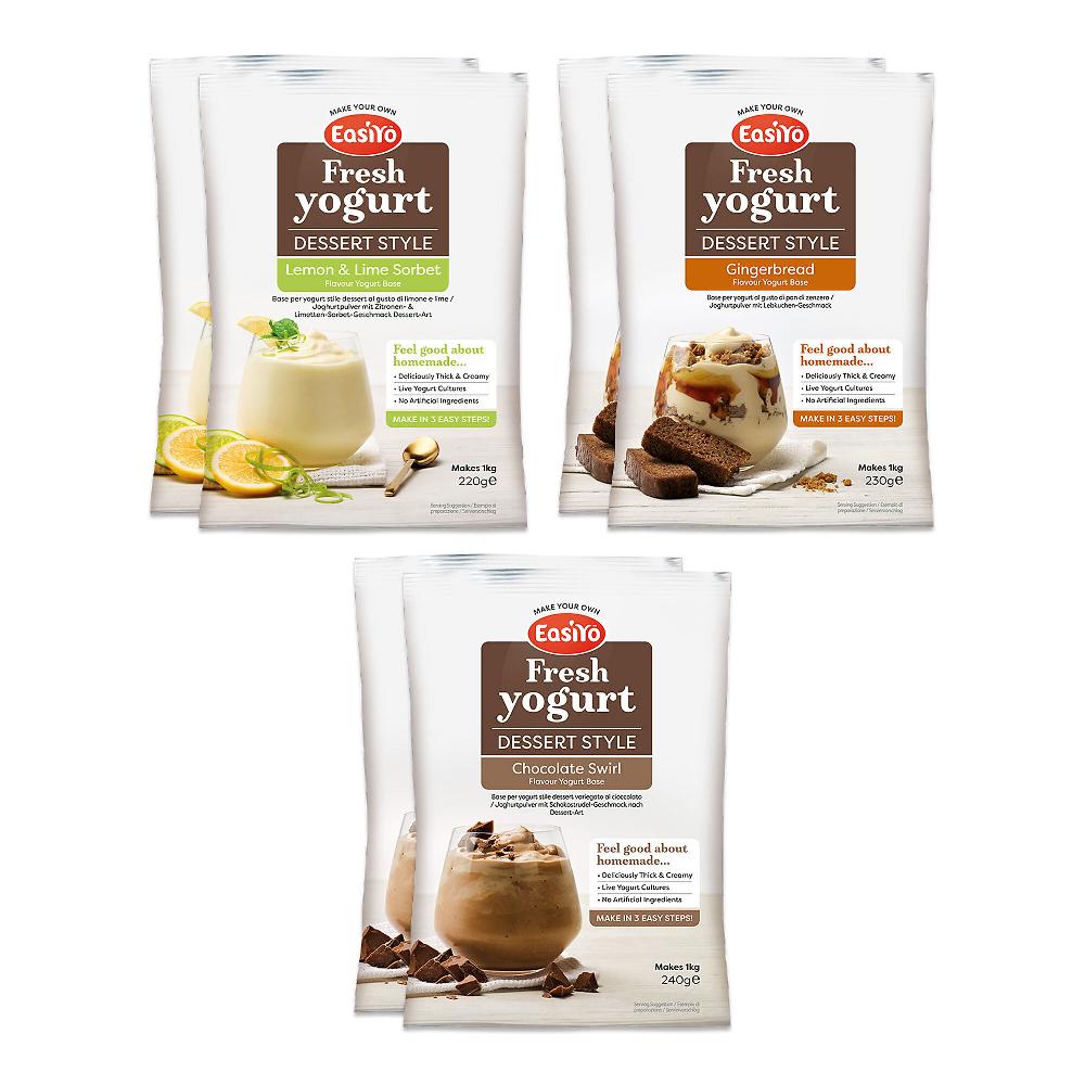 QVC Easiyo 6 kg d yogurt con Sorbetto Limone&Lime Cioccolato e Pan di zenzero