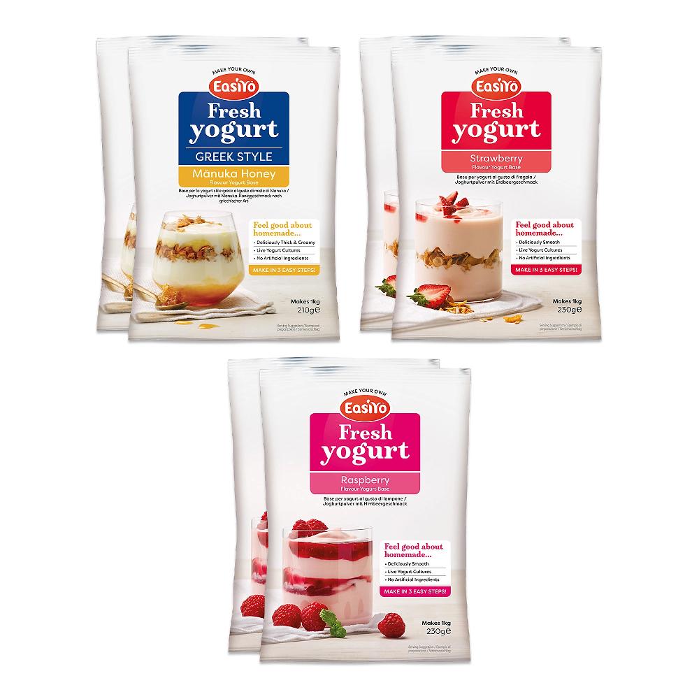 QVC Easiyo 6kg di yogurt: 2 stile greco Manuka 2 fragola 2 lampone