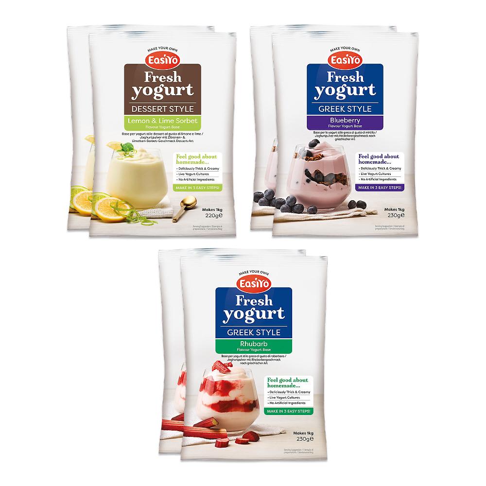 QVC Easiyo Kit 6kg di yogurt con Sorbetto Limone&Lime Rabarbaro e Mirtillo