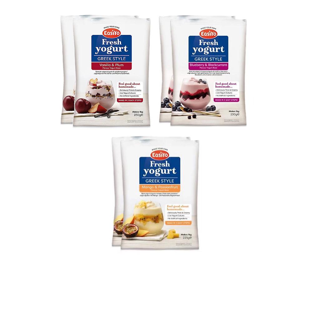 QVC Easiyo Set 6 sacchetti/1kg Vaniglia&Prugna Mirtillo&Ribes Nero Mango&Passionfruit