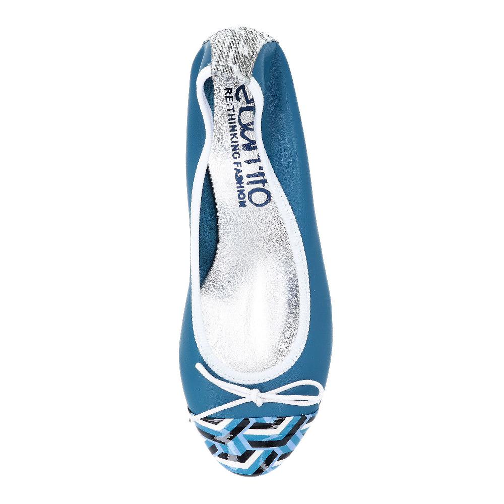 QVC Ebarrito Ballerina Acrobatic Dancer In Pelle Patchwork Tacco 4 Cm