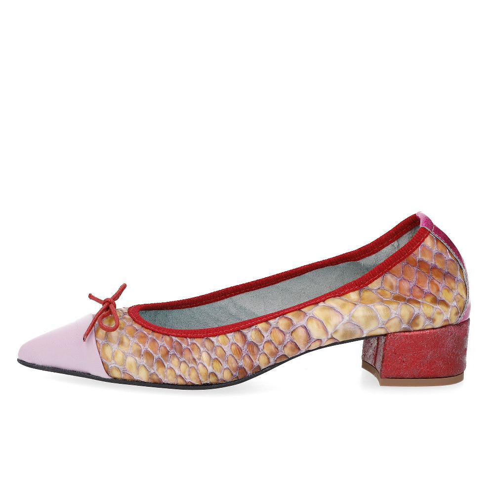 QVC Ebarrito Ballerine In Pelle Patchwork E Tacco 4 Cm