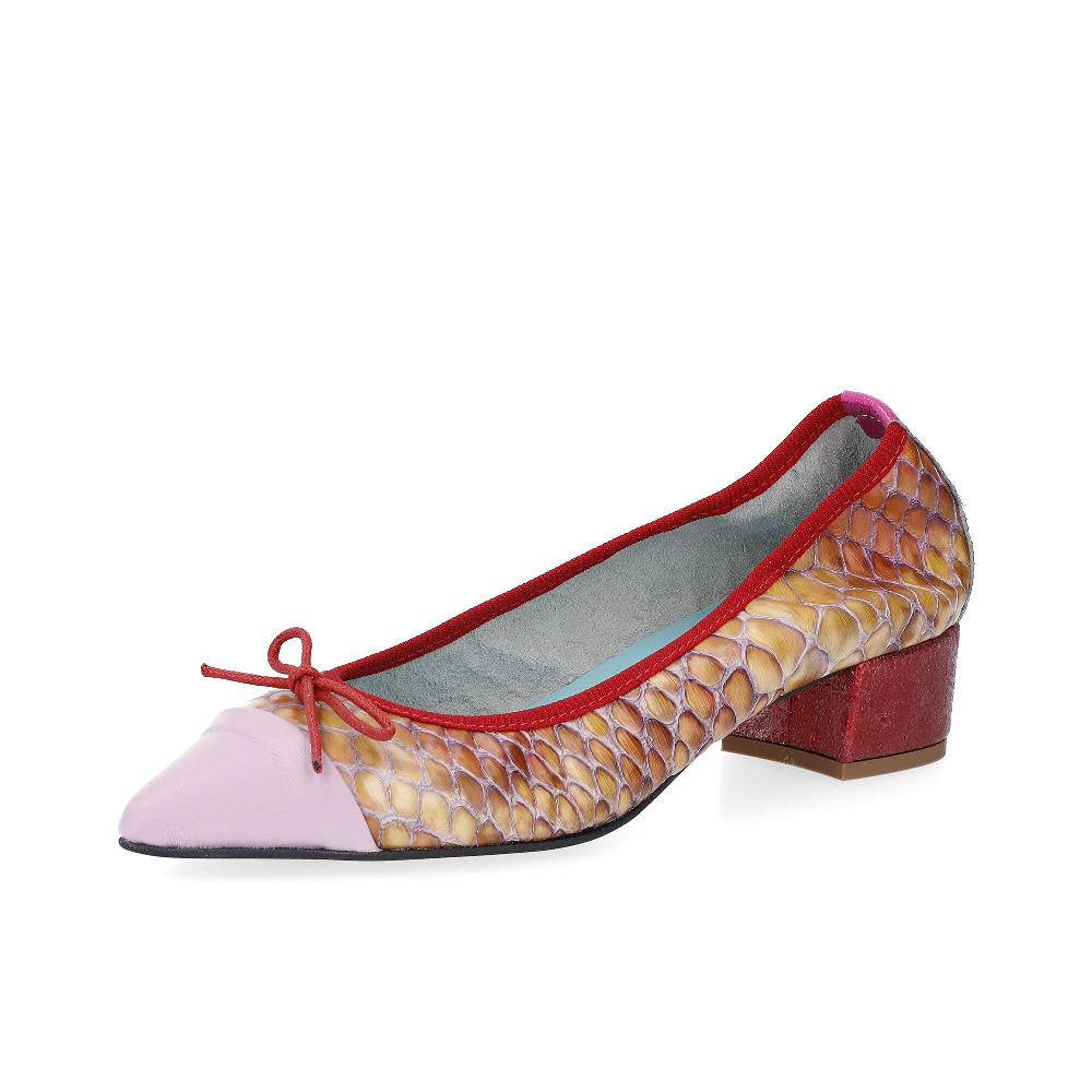 QVC Ebarrito Ballerine in pelle patchwork e tacco 4 cm