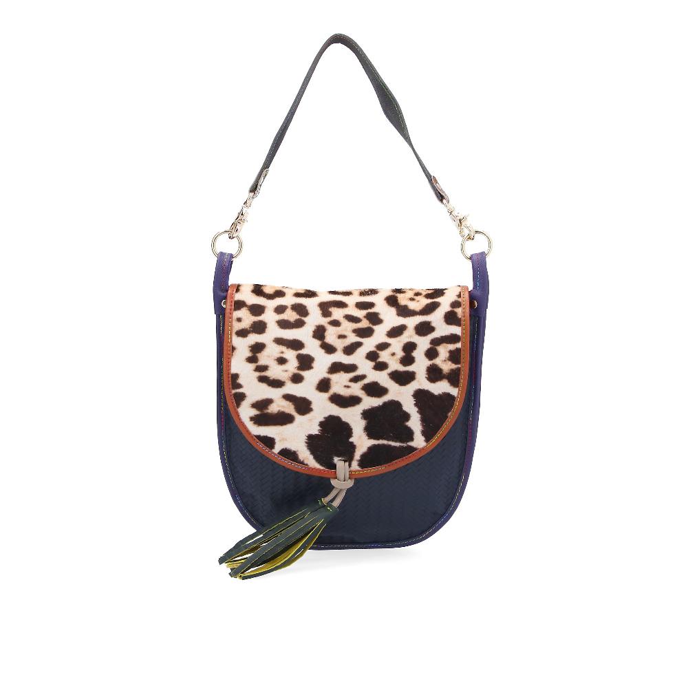 QVC Ebarrito Borsa a mano in pelle patchwork con nappine
