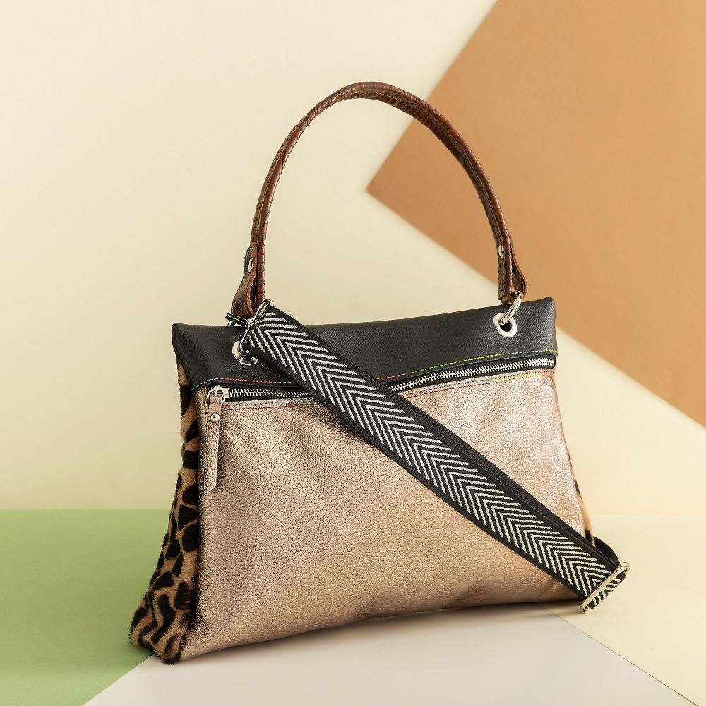 QVC Ebarrito Borsa a spalla in pelle double style Tracolla removibile