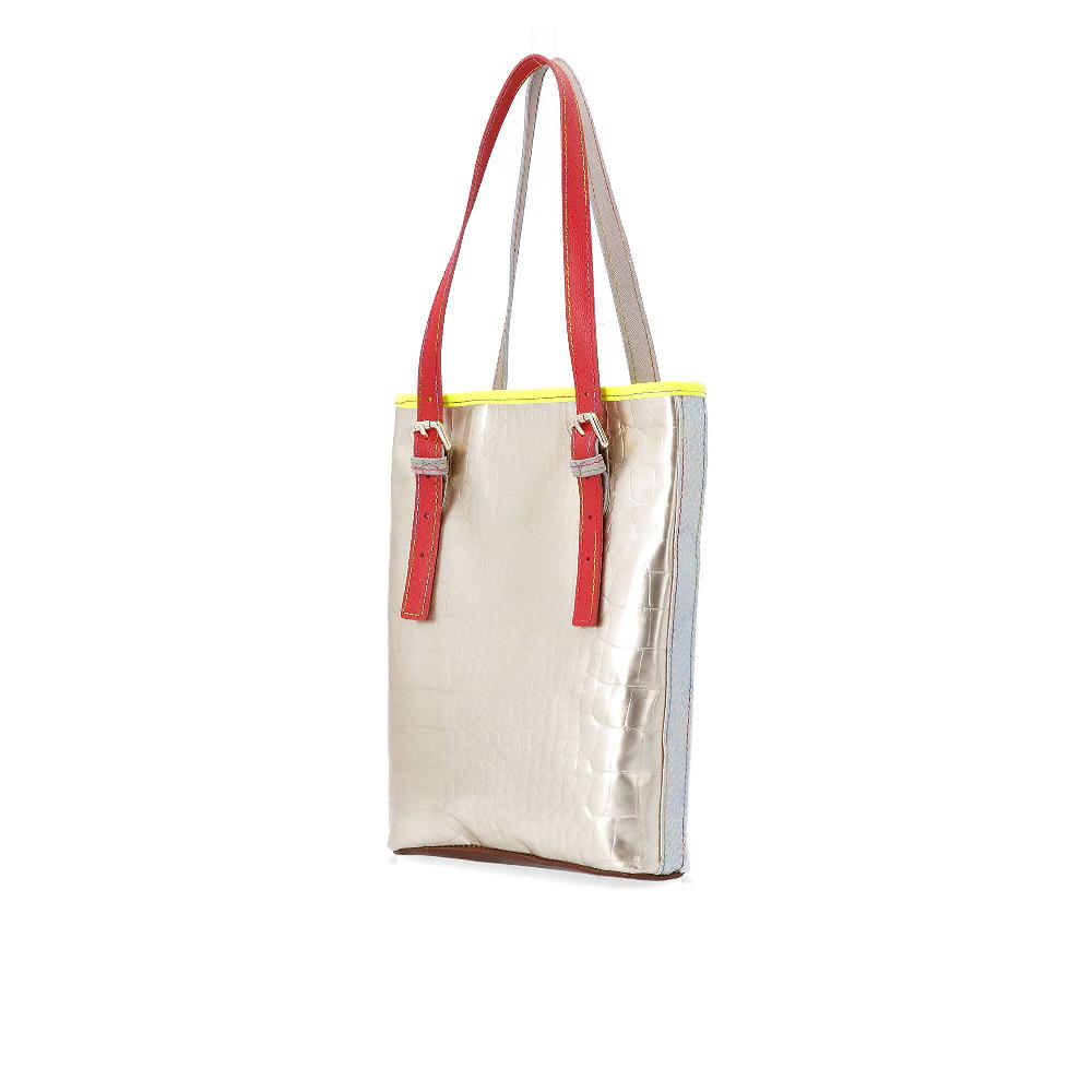 QVC Ebarrito Borsa A Spalla In Pelle Patchwork Con Due Manici