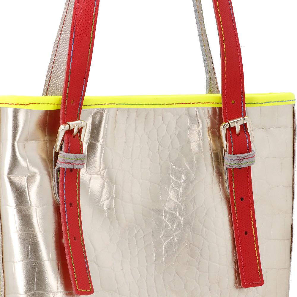 QVC Ebarrito Borsa A Spalla In Pelle Patchwork Con Due Manici
