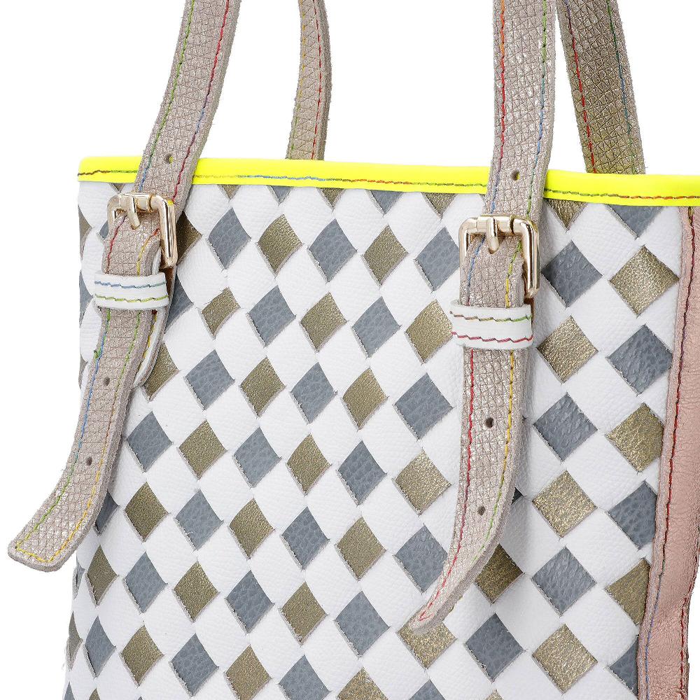 QVC Ebarrito Borsa A Spalla In Pelle Patchwork Con Manici Regolabili