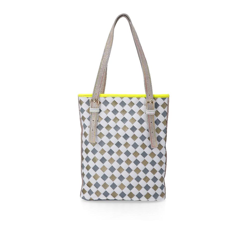QVC Ebarrito Borsa a spalla in pelle patchwork con manici regolabili