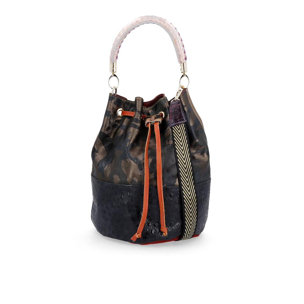 QVC Ebarrito Borsa in pelle con tracolla removibile e chiusura coulisse