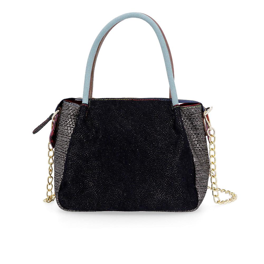 QVC Ebarrito Borsa in pelle patchwork con tracolla a catena