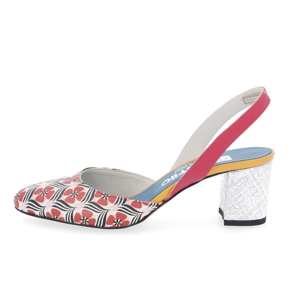 QVC Ebarrito Décolleté In Pelle Posteriore Aperto Tacco 6 Cm Made In Italy
