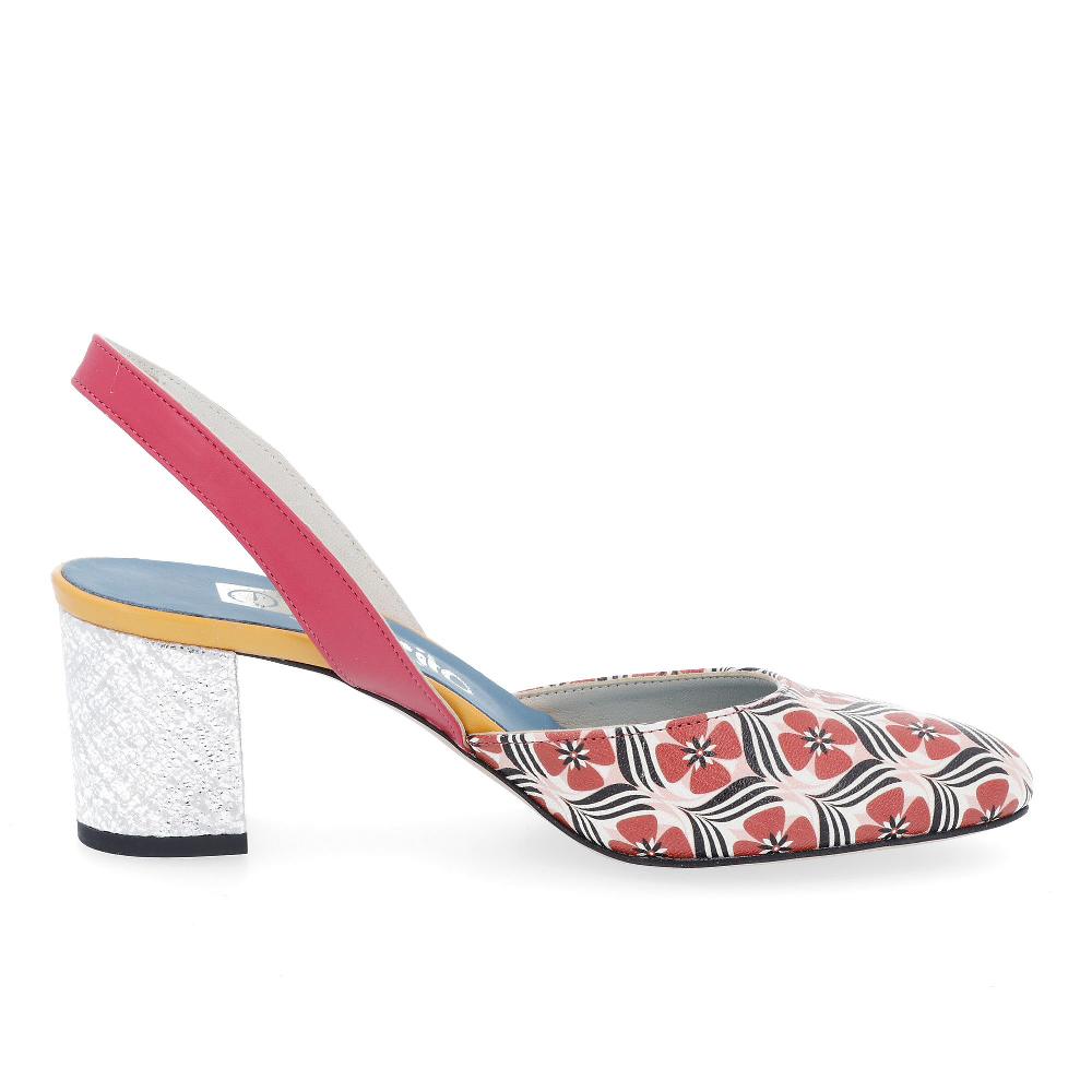 QVC Ebarrito Décolleté In Pelle Posteriore Aperto Tacco 6 Cm Made In Italy