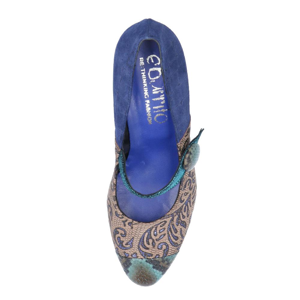 QVC Ebarrito Decolleté Sfilata In Pelle Patchwork Con Fascetta