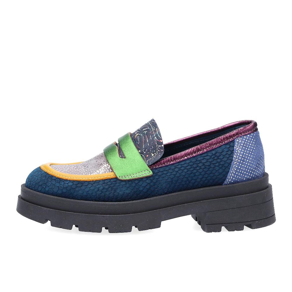 QVC Ebarrito Mocassini In Pelle Patchwork Con Fascia A Contrasto