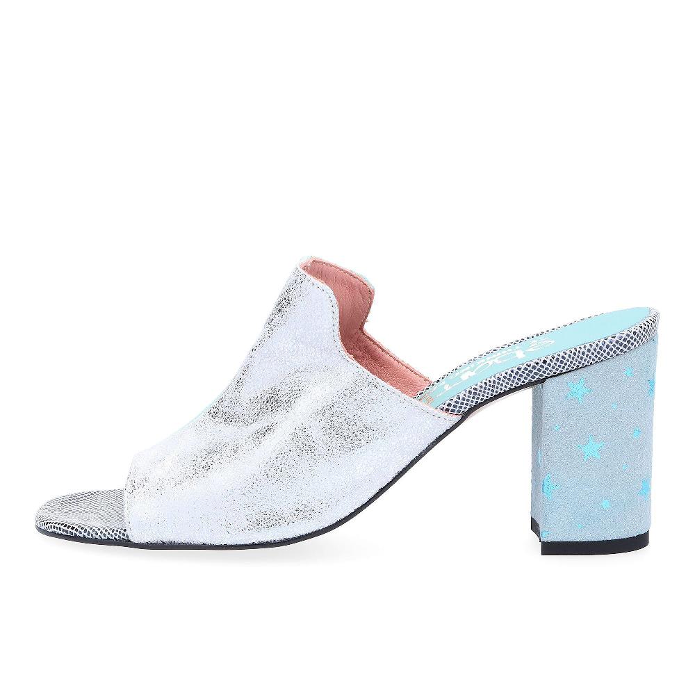 QVC Ebarrito Sabot Mules In Pelle Patchwork Con Tacco 8 Cm