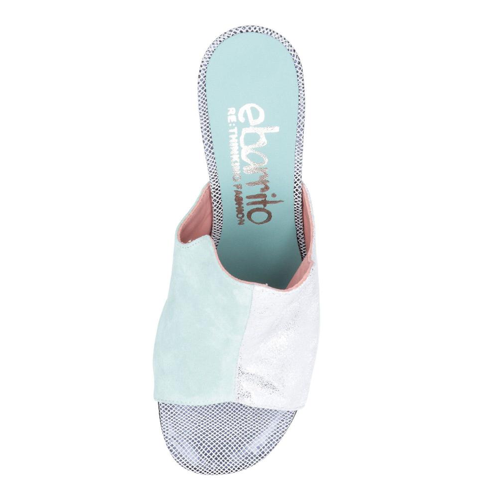QVC Ebarrito Sabot Mules In Pelle Patchwork Con Tacco 8 Cm