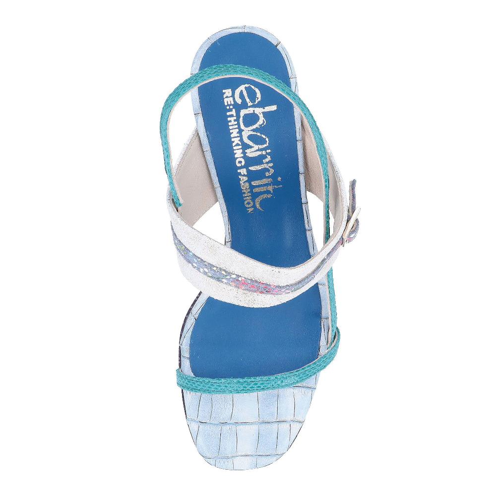 QVC Ebarrito Sandali In Pelle Patchwork Cinturino E Tacco 10 Cm