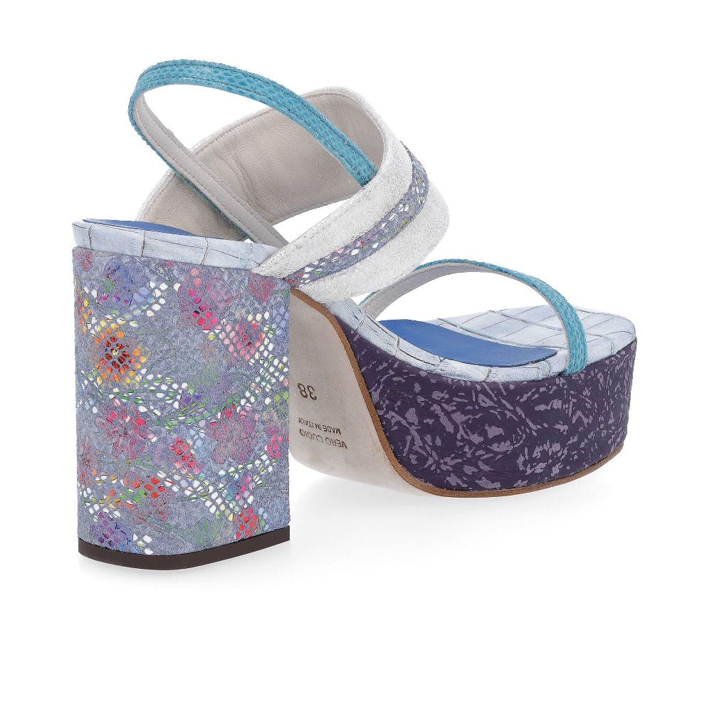 QVC Ebarrito Sandali In Pelle Patchwork Cinturino E Tacco 10 Cm