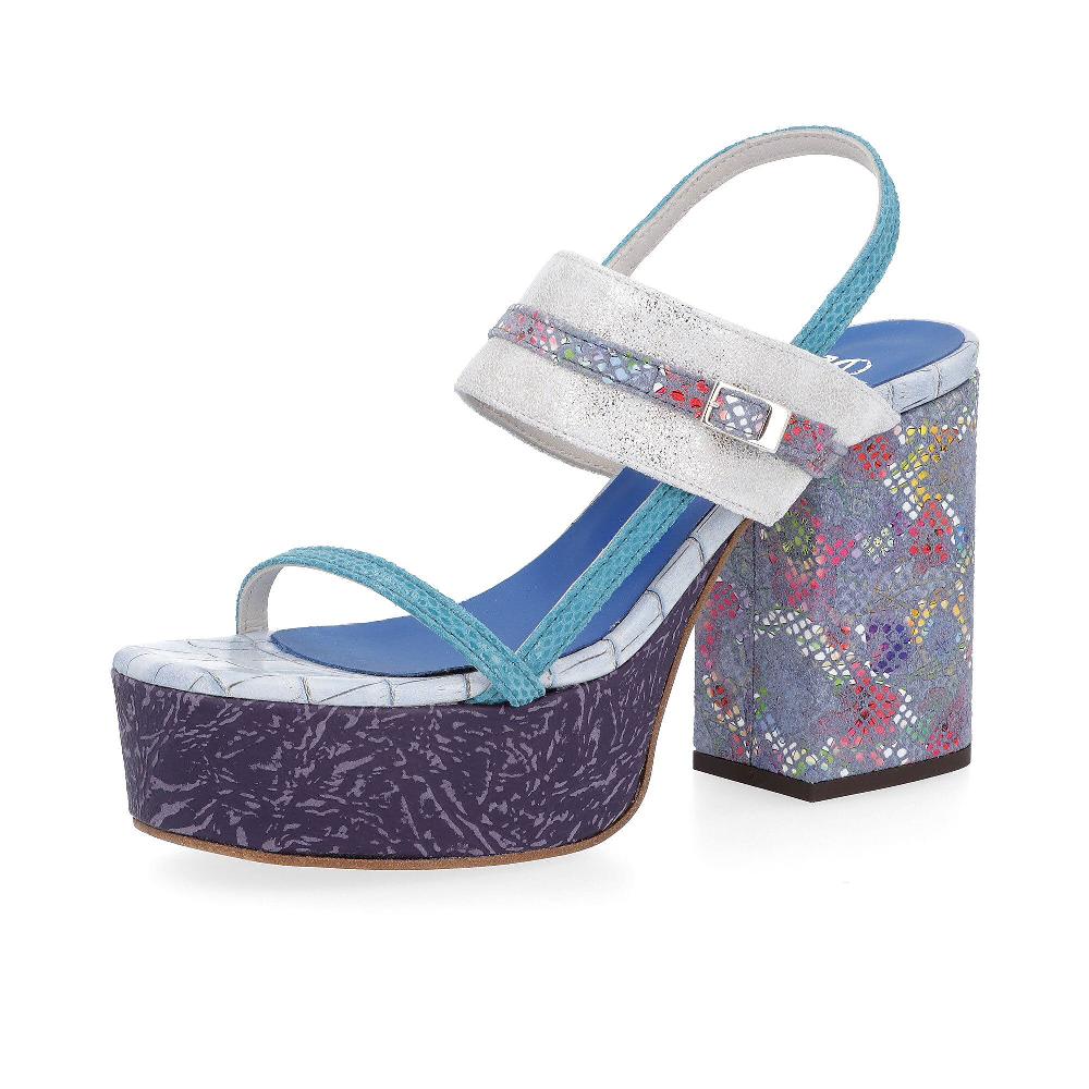 QVC Ebarrito Sandali in pelle patchwork cinturino e tacco 10 cm