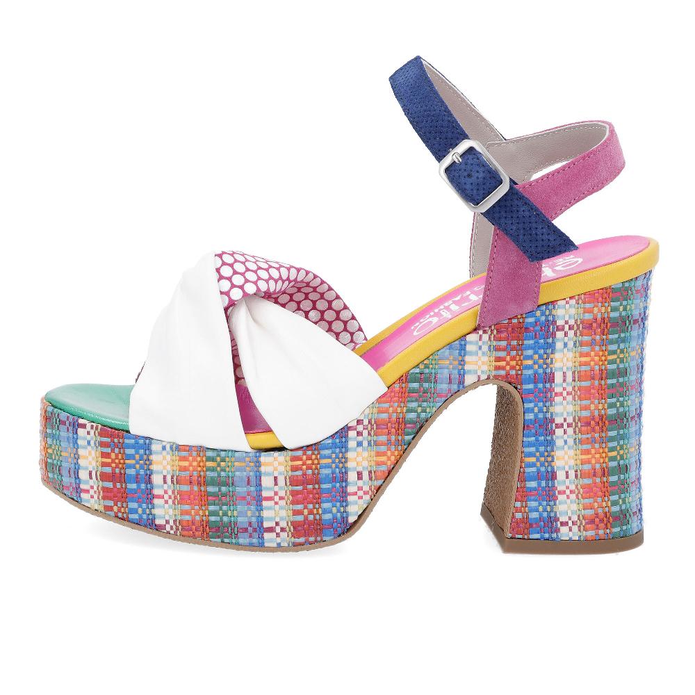 QVC Ebarrito Sandali In Pelle Patchwork Con Tacco 11 Cm