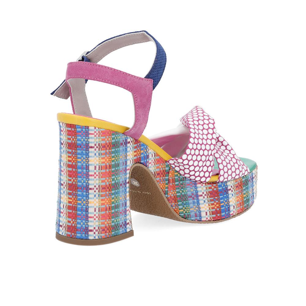 QVC Ebarrito Sandali In Pelle Patchwork Con Tacco 11 Cm