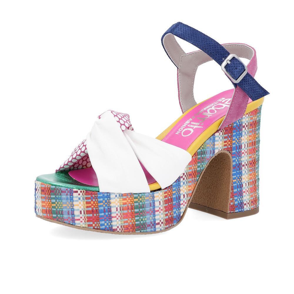 QVC Ebarrito Sandali in pelle patchwork con tacco 11 cm