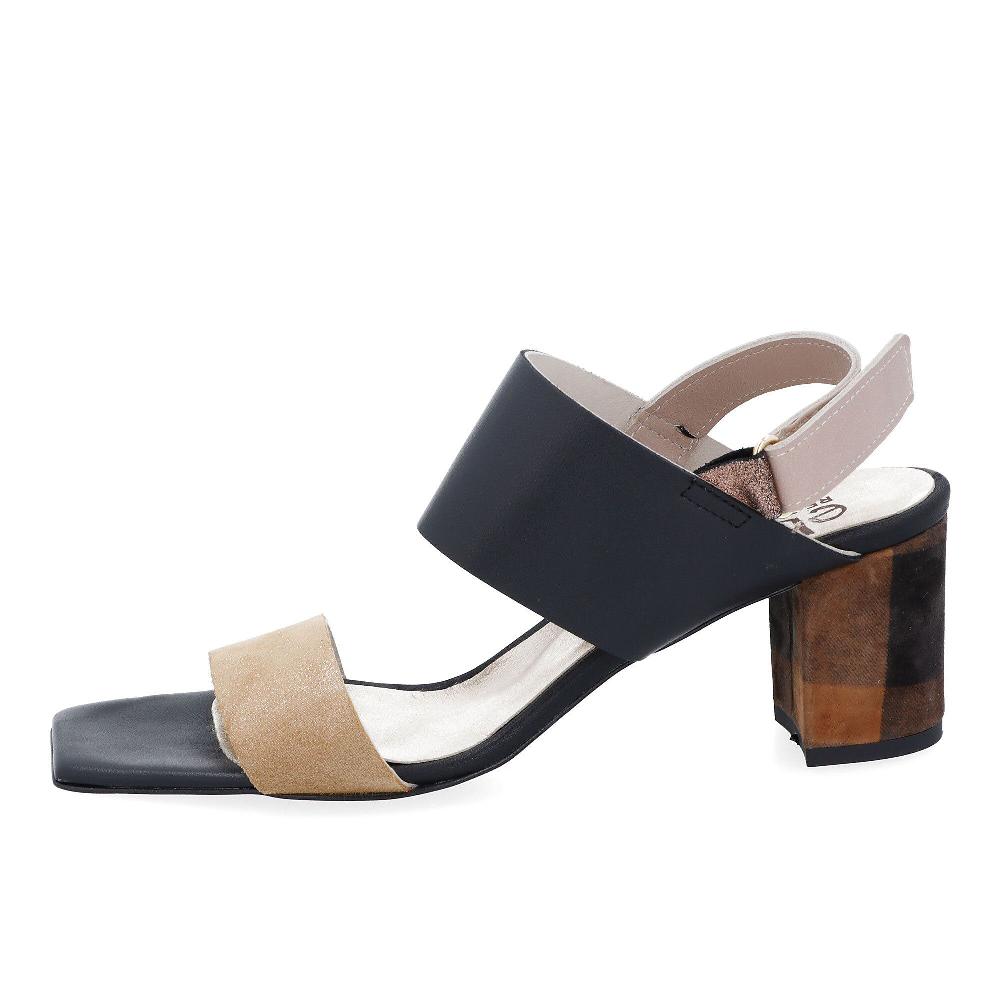 QVC Ebarrito Sandalo In Pelle Doppia Fascia Tacco 6 5 Cm