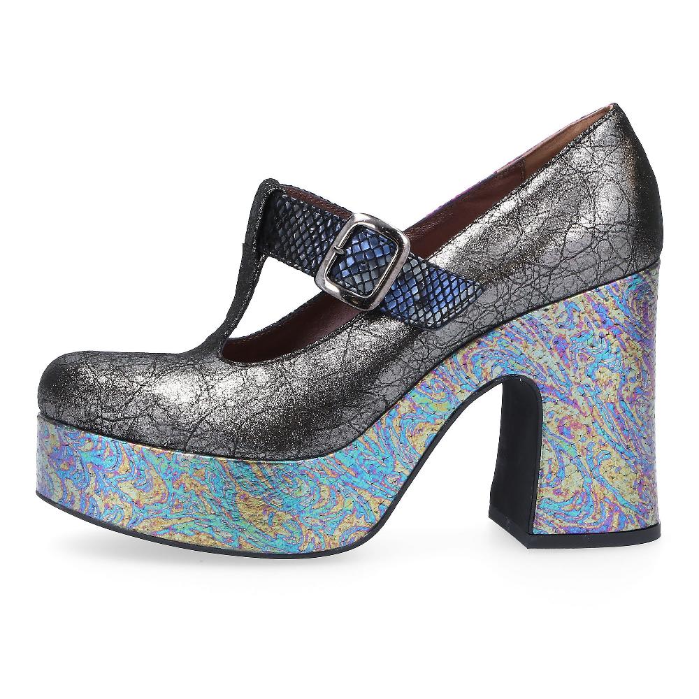 QVC Ebarrito Scarpe In Pelle Patchwork Con Plateau E Tacco 11cm