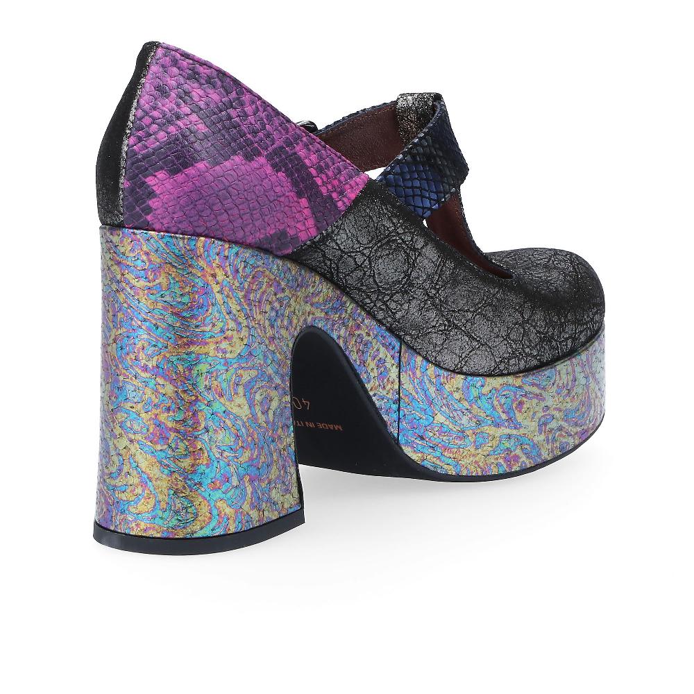QVC Ebarrito Scarpe In Pelle Patchwork Con Plateau E Tacco 11cm