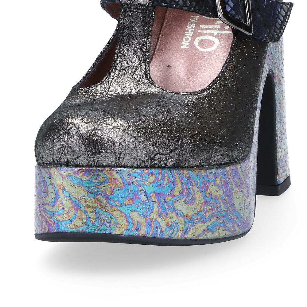 QVC Ebarrito Scarpe In Pelle Patchwork Con Plateau E Tacco 11cm