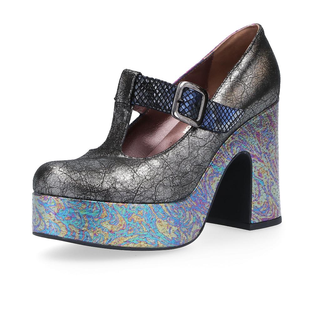 QVC Ebarrito Scarpe in pelle patchwork con plateau e tacco 11cm