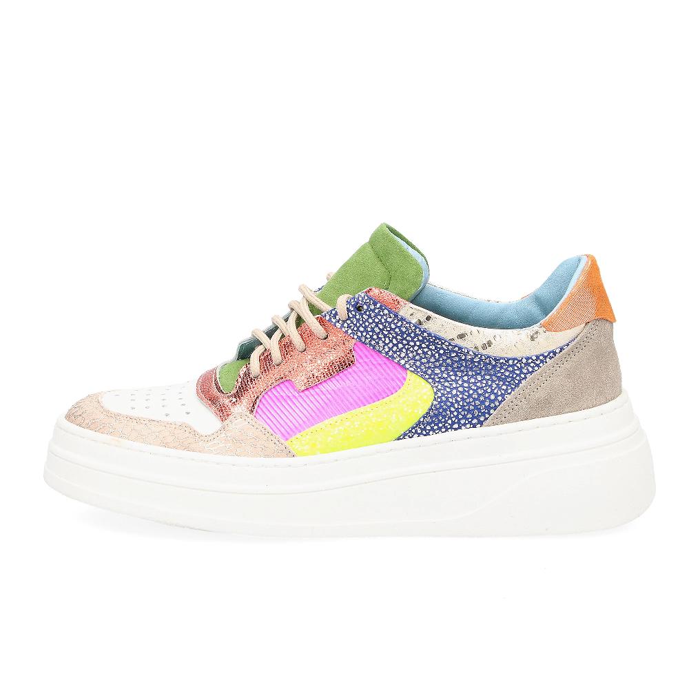QVC Ebarrito Sneaker In Pelle Con Tomaia Patchwork E Zeppa 5 Cm
