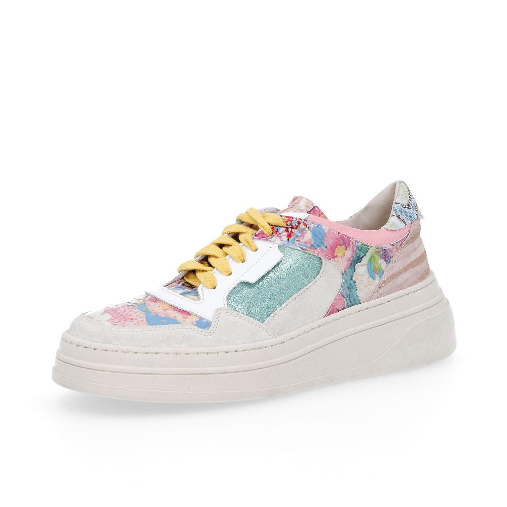 QVC Ebarrito Sneaker in pelle con tomaia patchwork e zeppa 5 cm