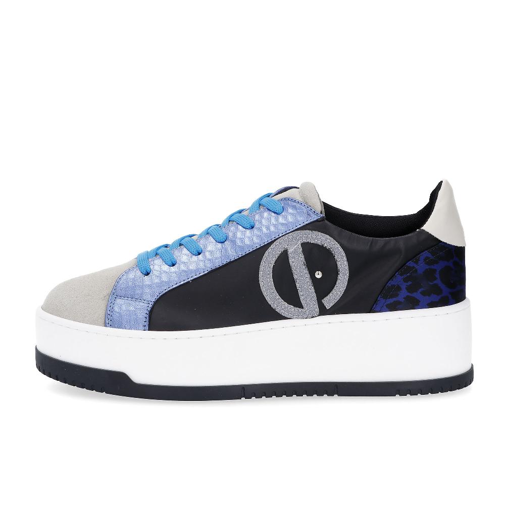 QVC Ebarrito Sneaker In Pelle Inserti A Contrasto Zeppa 5cm