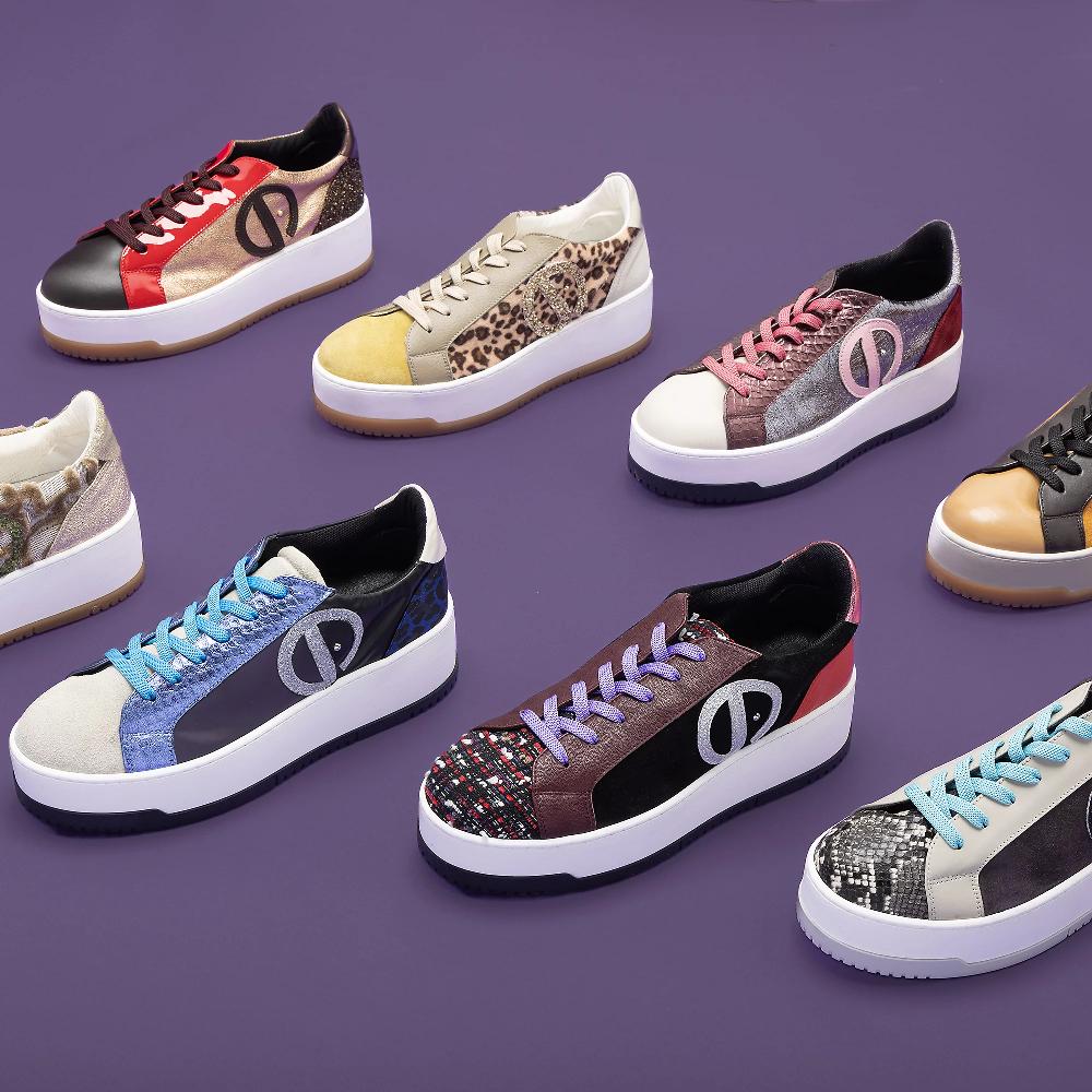 QVC Ebarrito Sneaker in pelle Inserti a contrasto Zeppa 5cm