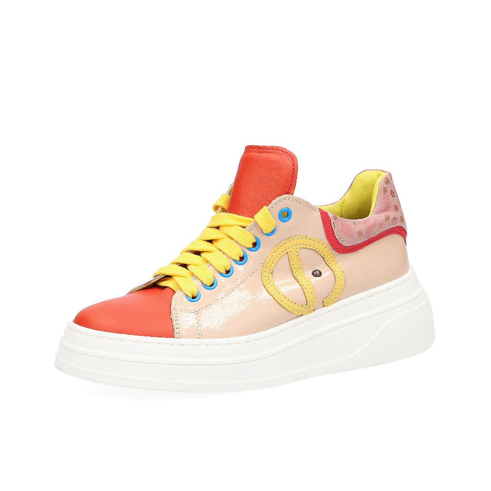 QVC Ebarrito Sneaker patchwork in pelle con zeppa 5 5 cm