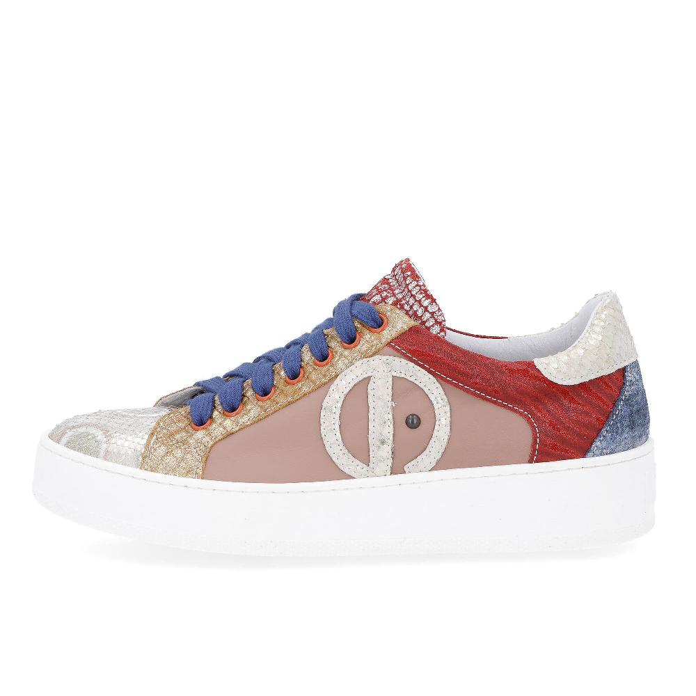 QVC Ebarrito Sneaker Stringate In Pelle Patchwork Con Logo