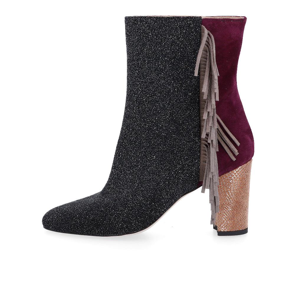 QVC Ebarrito Stivaletti In Pelle Con Frange Tacco 8 Cm