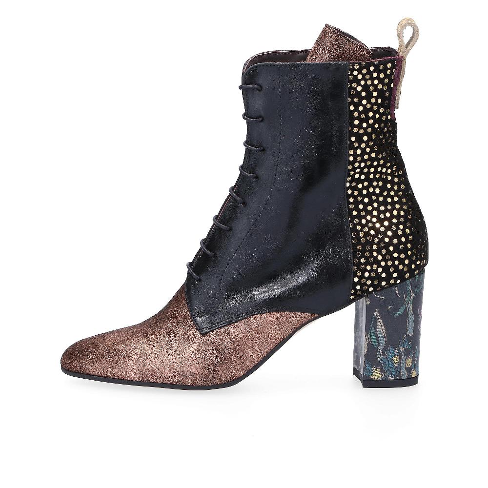 QVC Ebarrito Stivaletti In Pelle Patchwork Con Zip E Tacco Rivestito