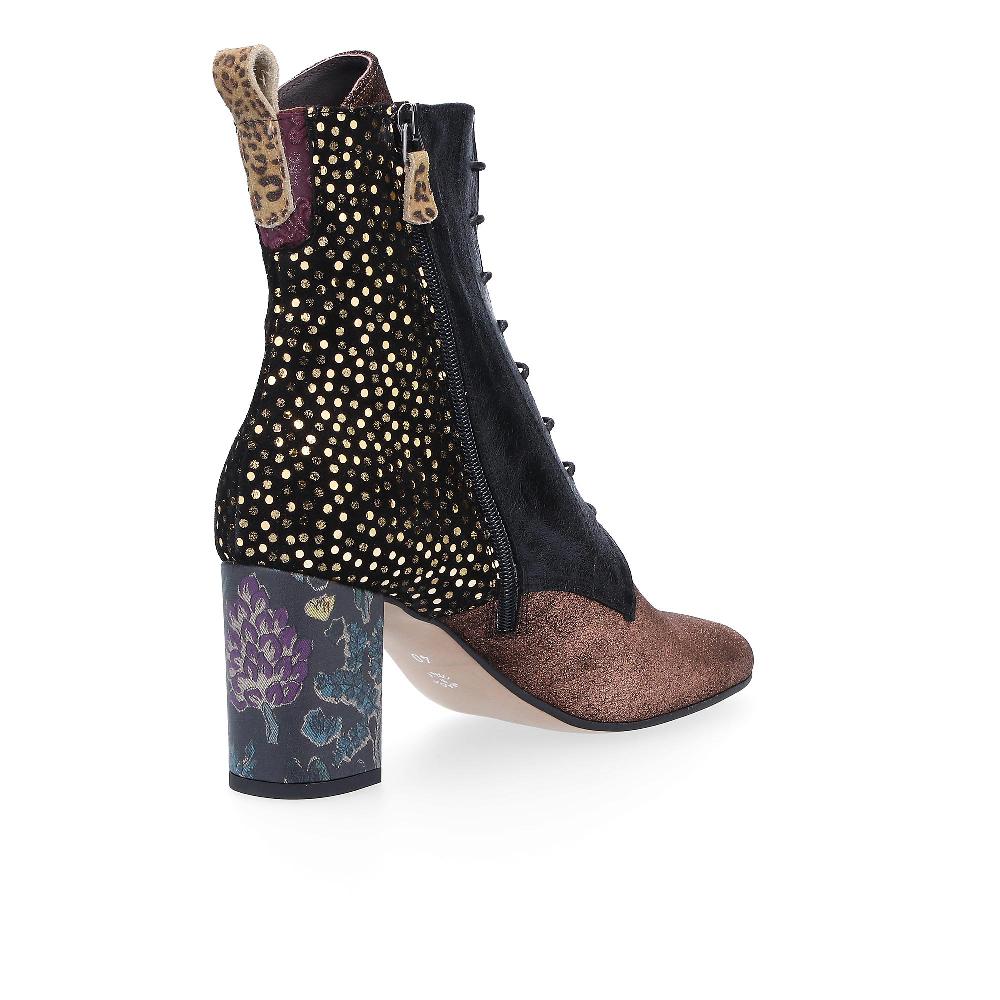 QVC Ebarrito Stivaletti In Pelle Patchwork Con Zip E Tacco Rivestito