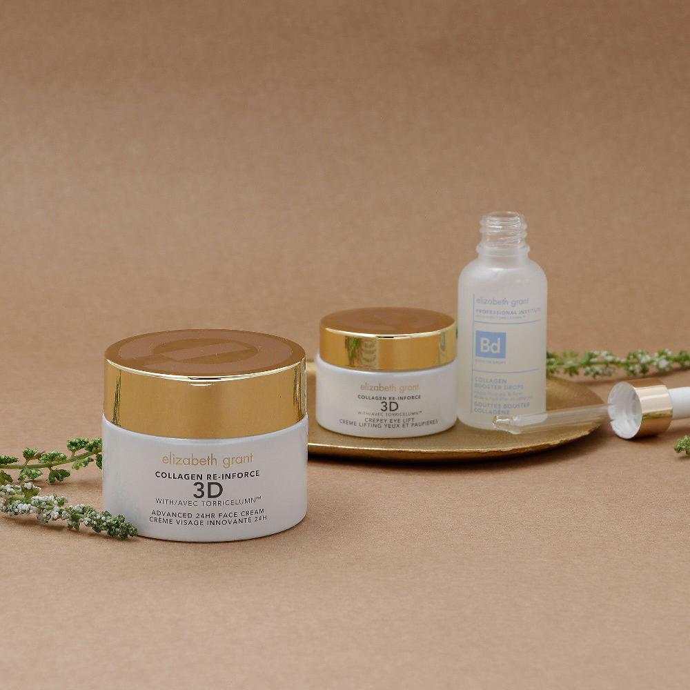 QVC Elizabeth Grant Collagen Re-Inforce 3D: crema gocce viso e crema occhi (3pz)