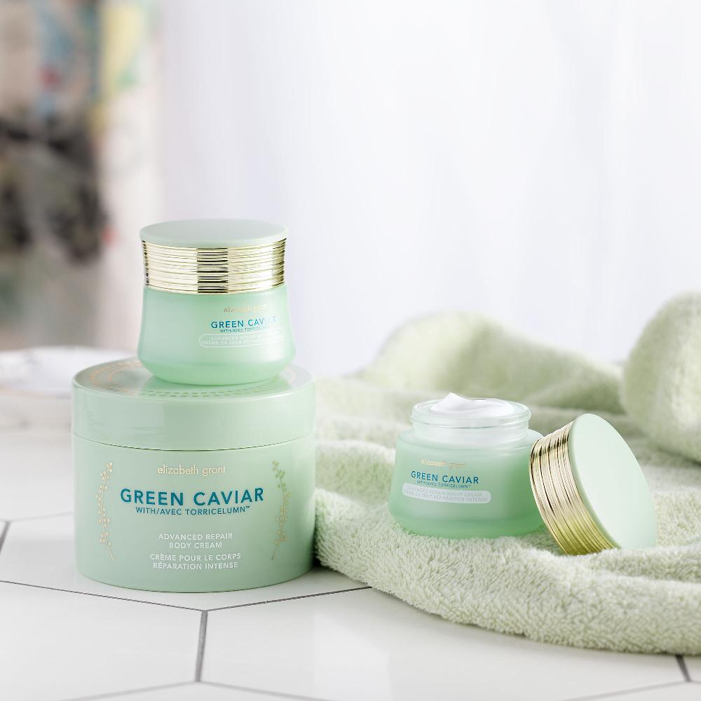 QVC Elizabeth Grant Green Caviar creme giorno e notte viso + crema corpo