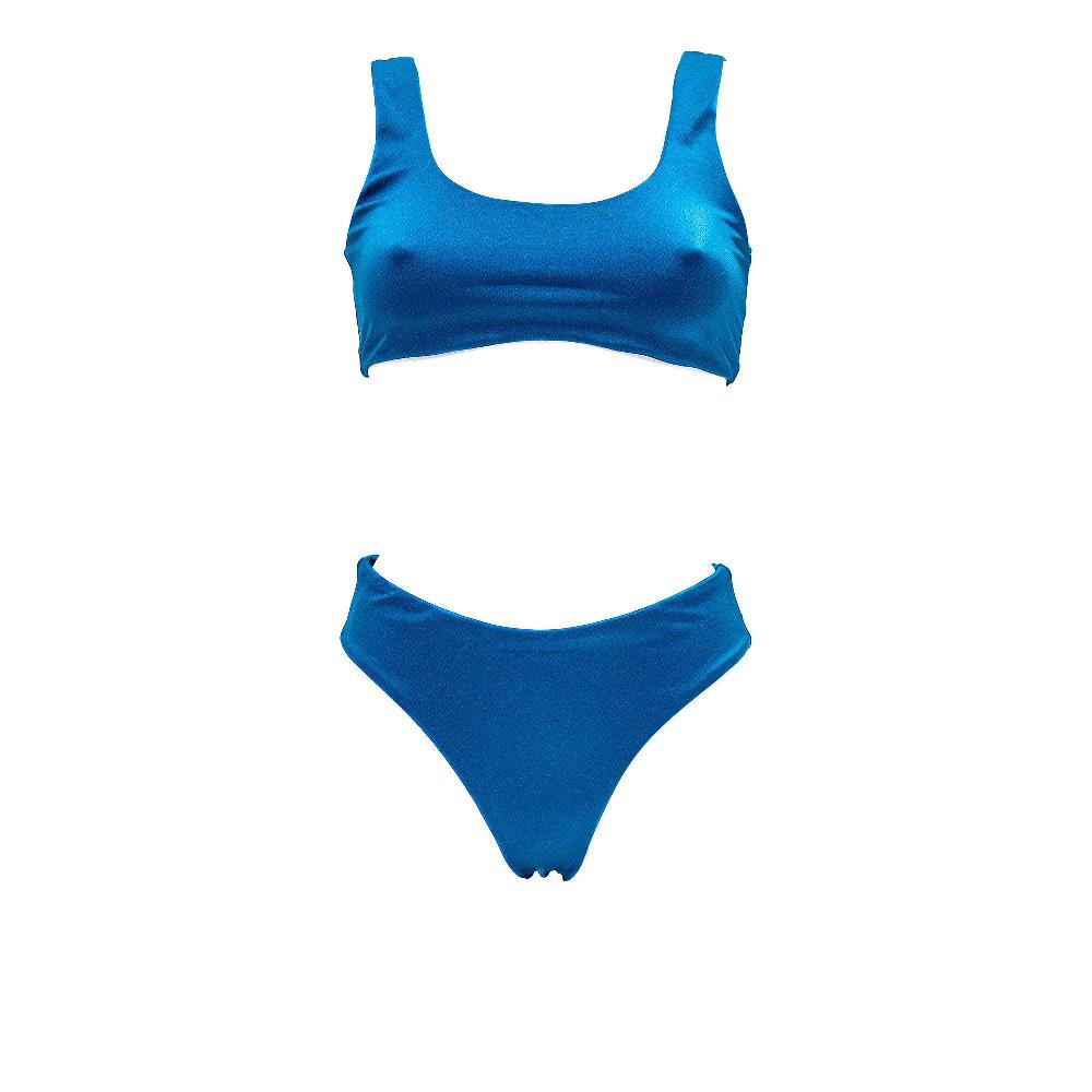 QVC Eman Beachwear Bikini Con Top A Canotta E Slip Alto Lycra Lucida