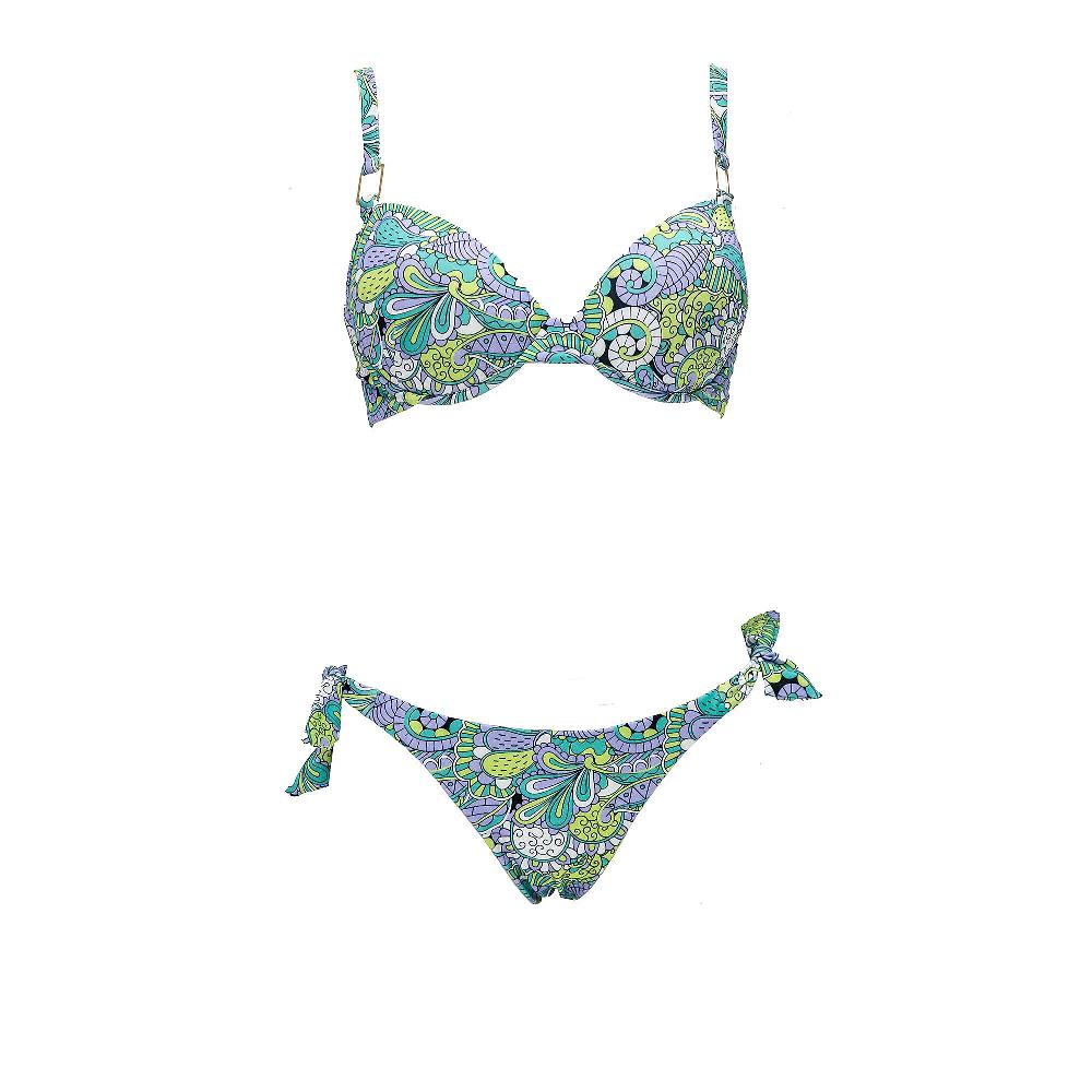 QVC Eman Beachwear Bikini Fantasia Con Coppa Push Up E Slip Con Fiocchi